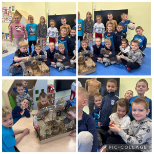 Radość i ciekawość podczas poznawania małych zwierząt- grupa „Wiewiórki”